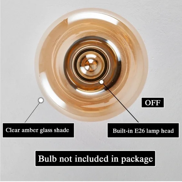 Mid-Century Modern Amber Flush Mount Ceiling Light - Picture 4 of 11